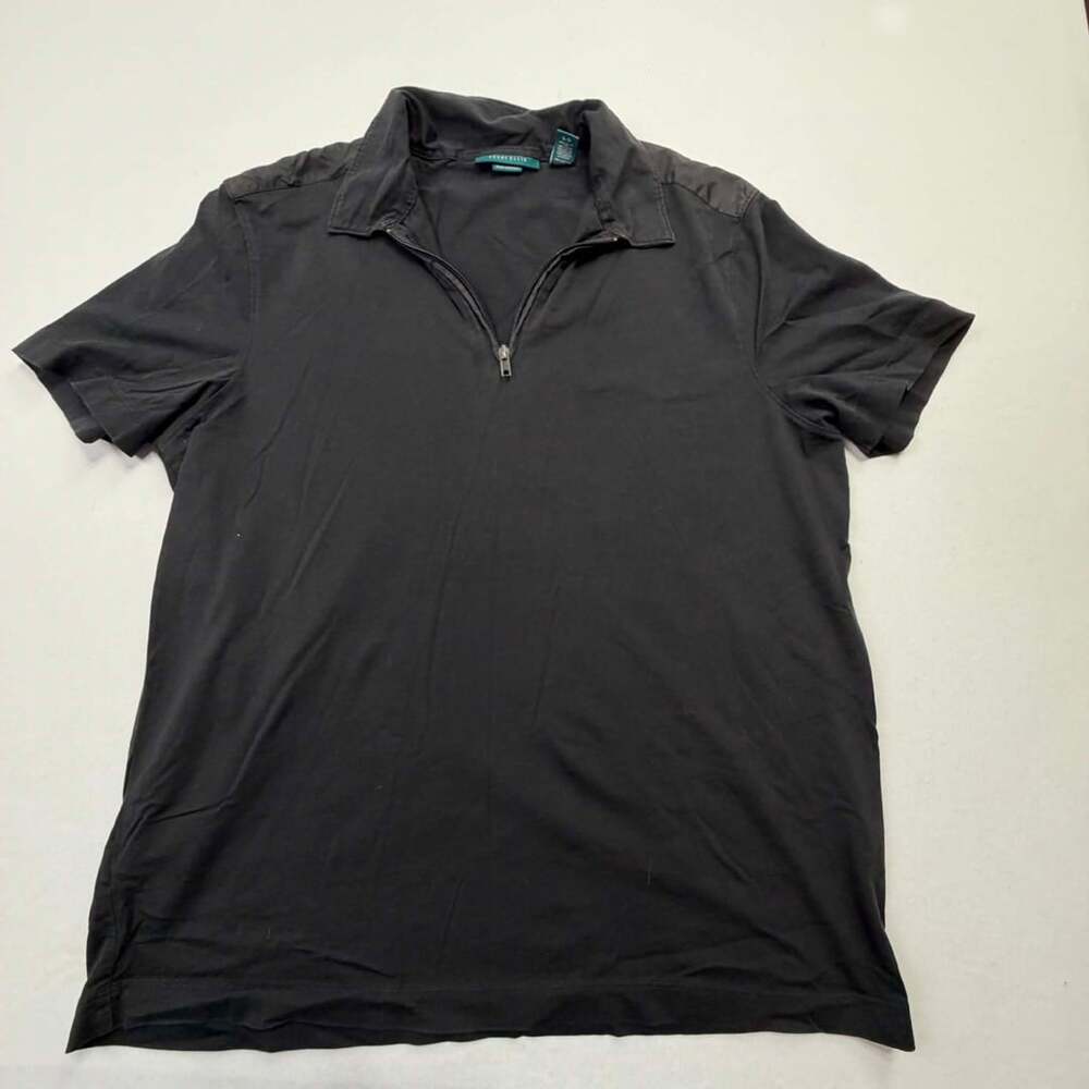 Perry Ellis Half Zip Polo Shirt Size L Black